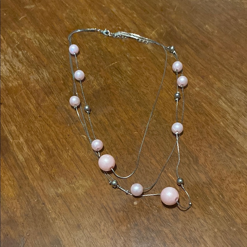 Elegant Pink and Silver Necklace
